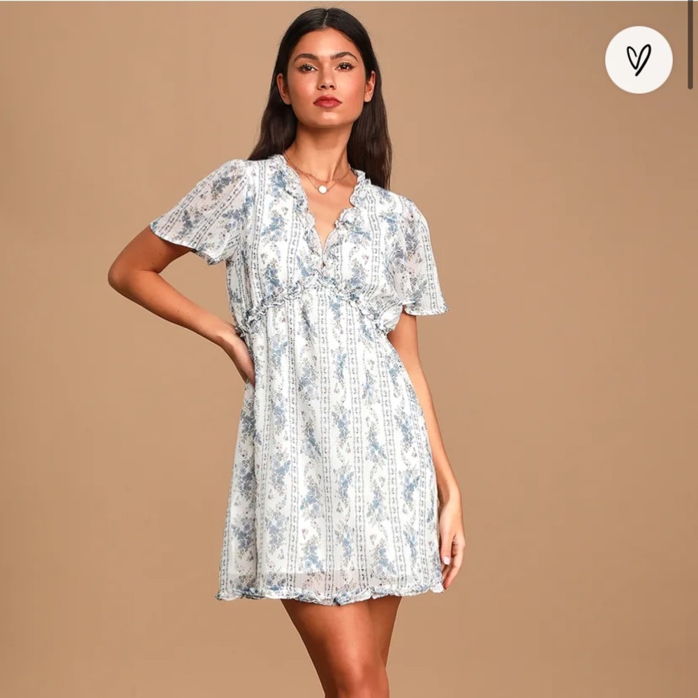 Lulus White Floral Print Dress